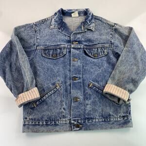VTG No Excuses 80s/90s Denim Jean Jacket M Western Retro Distressed Blue Rare